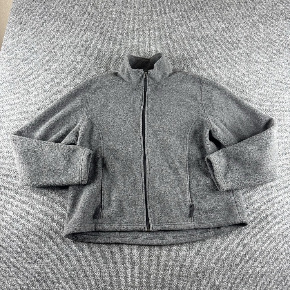 L.L. Bean Jacket Womens L Gray Fleece Full Zip‎ Stand Collar Pockets Outdoor